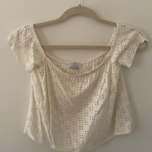 Zara White Crop top with small cut outs